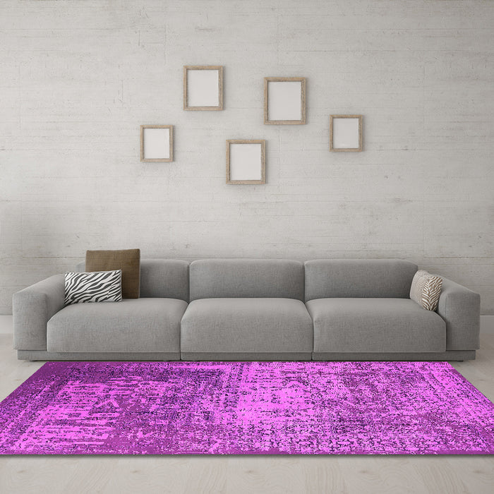 Machine Washable Oriental Pink Industrial Rug in a Living Room, wshurb1775pnk