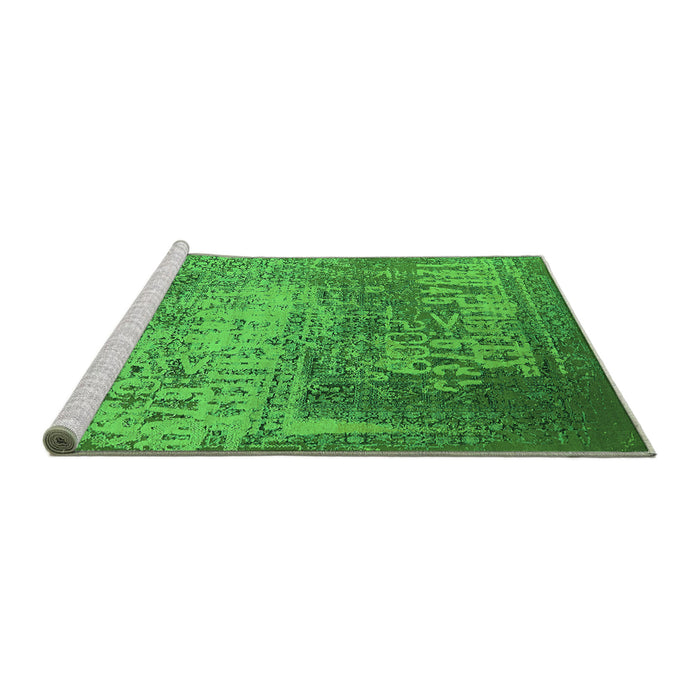 Sideview of Machine Washable Oriental Green Industrial Area Rugs, wshurb1775grn