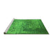 Sideview of Machine Washable Oriental Green Industrial Area Rugs, wshurb1775grn