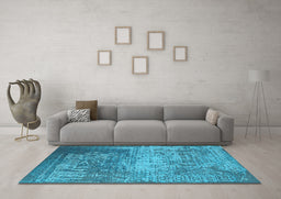 Machine Washable Oriental Light Blue Industrial Rug in a Living Room, wshurb1775lblu