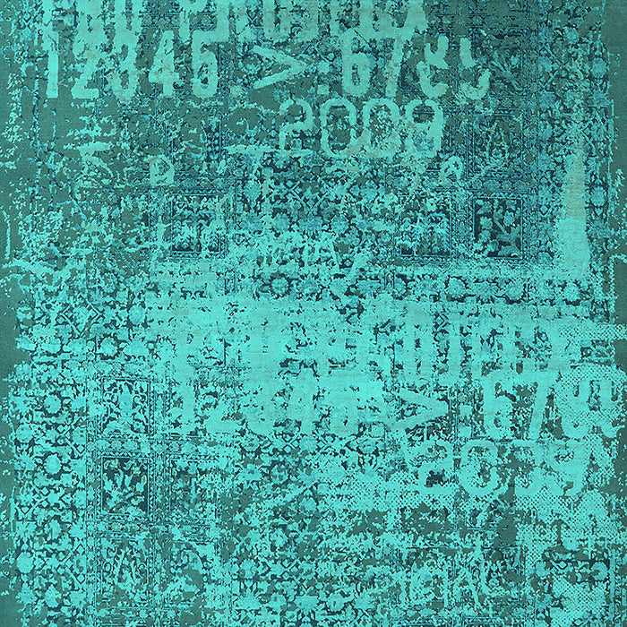 Machine Washable Oriental Turquoise Industrial Area Rugs, wshurb1775turq