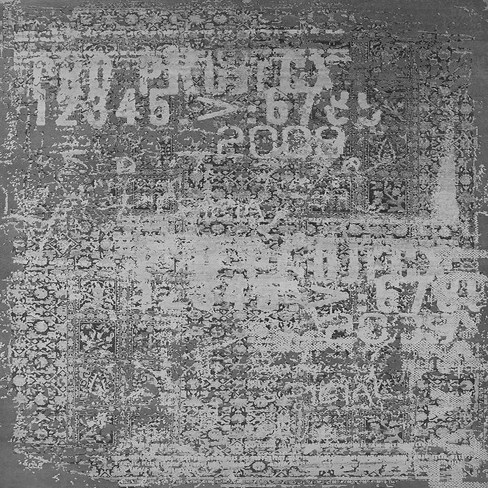 Square Machine Washable Oriental Gray Industrial Rug, wshurb1775gry