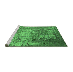 Sideview of Machine Washable Oriental Emerald Green Industrial Area Rugs, wshurb1775emgrn