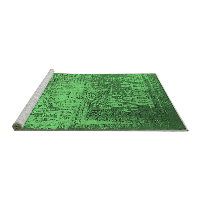 Sideview of Machine Washable Oriental Emerald Green Industrial Area Rugs, wshurb1775emgrn