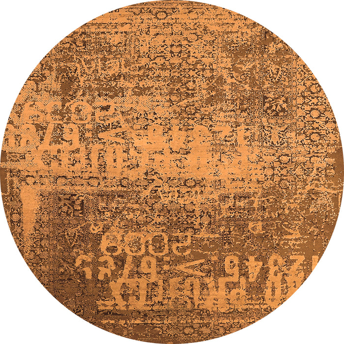 Round Oriental Orange Industrial Rug, urb1775org