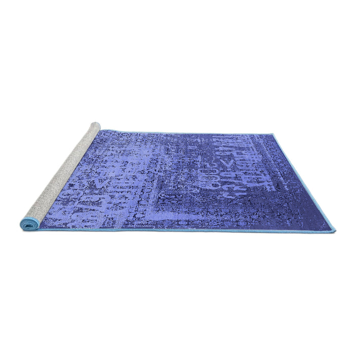 Sideview of Machine Washable Oriental Blue Industrial Rug, wshurb1775blu