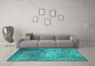 Machine Washable Oriental Turquoise Industrial Area Rugs in a Living Room,, wshurb1775turq