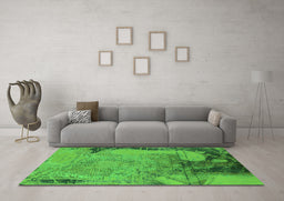 Machine Washable Oriental Green Industrial Area Rugs in a Living Room,, wshurb1776grn