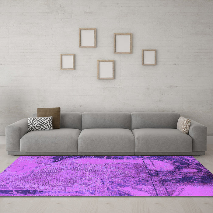 Machine Washable Oriental Purple Industrial Area Rugs in a Living Room, wshurb1776pur