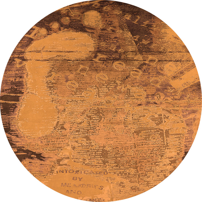 Round Oriental Orange Industrial Rug, urb1776org