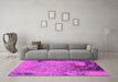 Machine Washable Oriental Pink Industrial Rug in a Living Room, wshurb1776pnk