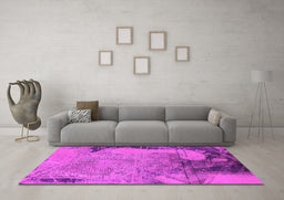 Machine Washable Oriental Pink Industrial Rug in a Living Room, wshurb1776pnk
