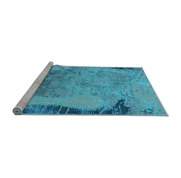 Sideview of Machine Washable Oriental Light Blue Industrial Rug, wshurb1776lblu