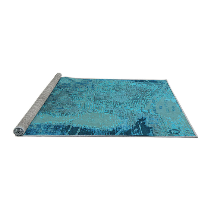 Sideview of Machine Washable Oriental Light Blue Industrial Rug, wshurb1776lblu