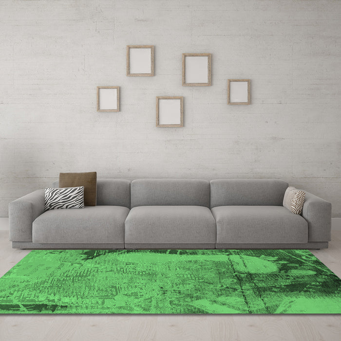 Machine Washable Oriental Emerald Green Industrial Area Rugs in a Living Room,, wshurb1776emgrn