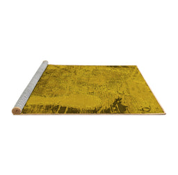 Sideview of Machine Washable Oriental Yellow Industrial Rug, wshurb1776yw
