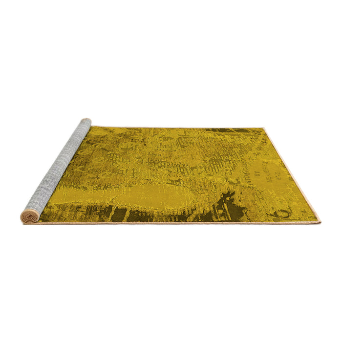 Sideview of Machine Washable Oriental Yellow Industrial Rug, wshurb1776yw