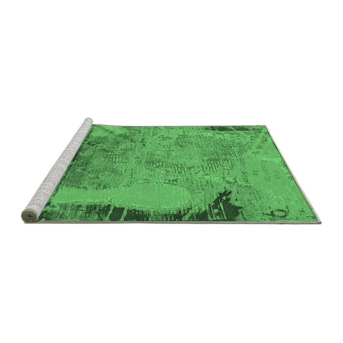 Sideview of Machine Washable Oriental Emerald Green Industrial Area Rugs, wshurb1776emgrn