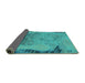 Sideview of Oriental Turquoise Industrial Rug, urb1776turq