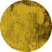 Round Oriental Yellow Industrial Rug, urb1776yw