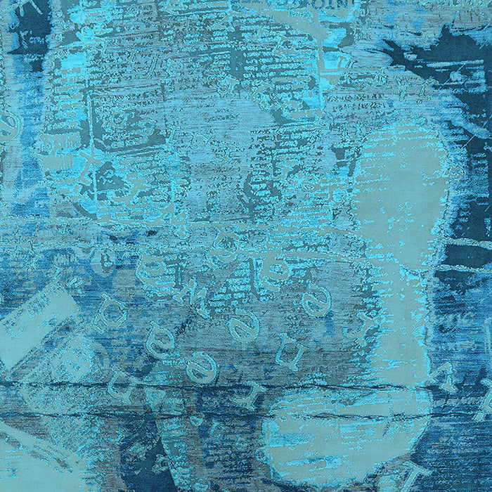 Machine Washable Oriental Light Blue Industrial Rug, wshurb1776lblu