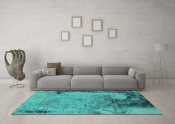 Machine Washable Oriental Turquoise Industrial Area Rugs in a Living Room,, wshurb1776turq