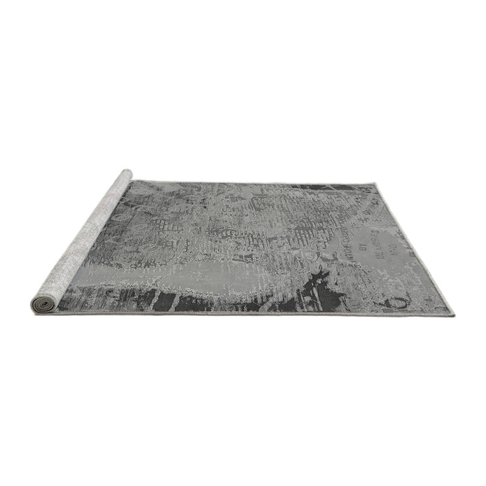 Sideview of Machine Washable Oriental Gray Industrial Rug, wshurb1776gry
