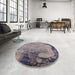 Round Machine Washable Industrial Modern Rosy Brown Pink Rug in a Office, wshurb1776
