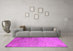 Machine Washable Oriental Pink Industrial Rug in a Living Room, wshurb1777pnk