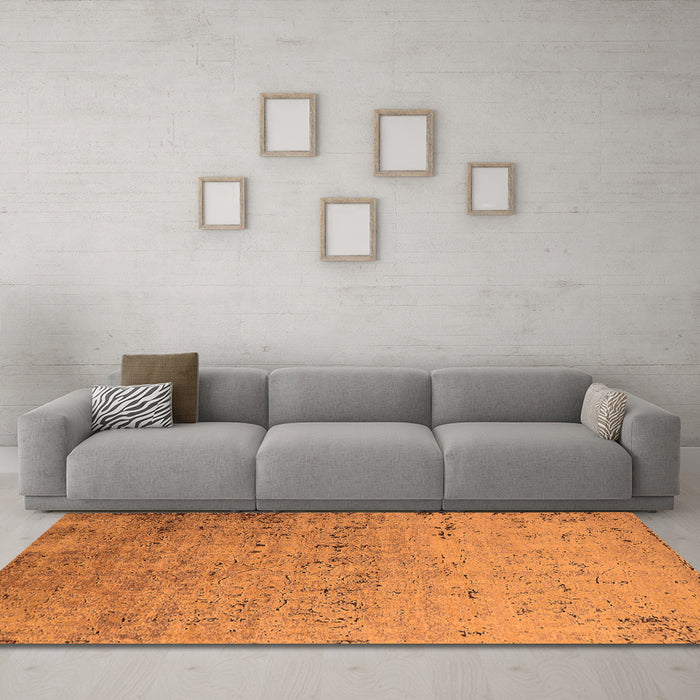 Machine Washable Oriental Orange Industrial Area Rugs in a Living Room, wshurb1777org