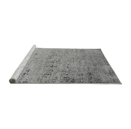Sideview of Machine Washable Oriental Gray Industrial Rug, wshurb1777gry