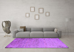 Machine Washable Oriental Purple Industrial Area Rugs in a Living Room, wshurb1777pur