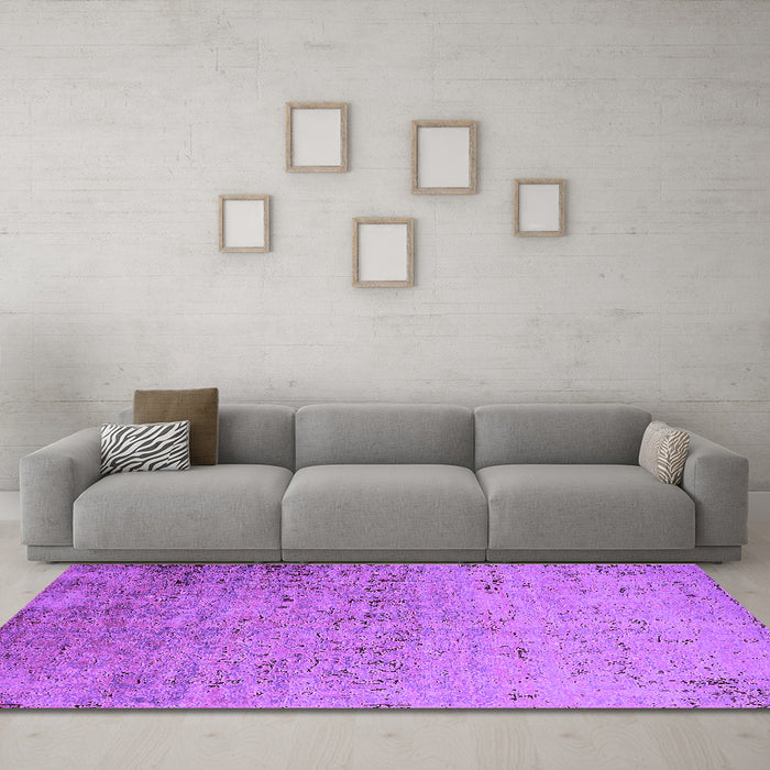 Machine Washable Oriental Purple Industrial Area Rugs in a Living Room, wshurb1777pur