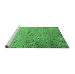 Sideview of Machine Washable Oriental Emerald Green Industrial Area Rugs, wshurb1777emgrn