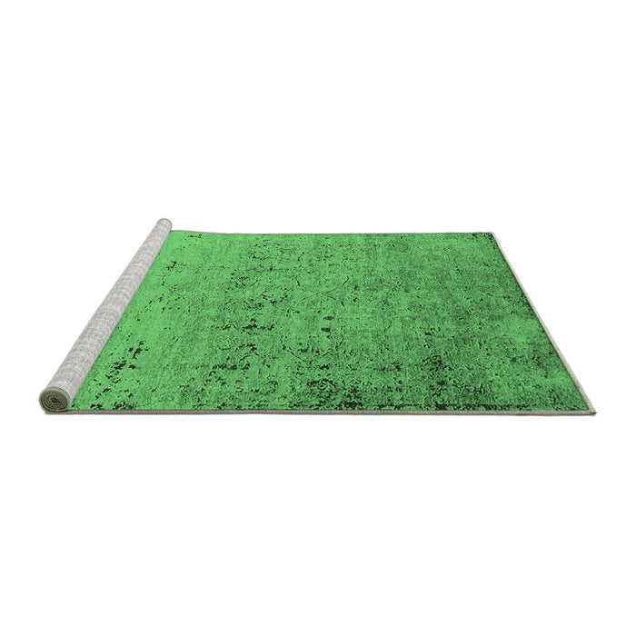 Sideview of Machine Washable Oriental Emerald Green Industrial Area Rugs, wshurb1777emgrn