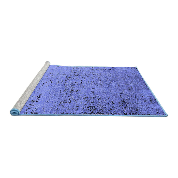 Sideview of Machine Washable Oriental Blue Industrial Rug, wshurb1777blu