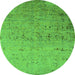 Round Oriental Green Industrial Rug, urb1777grn