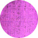 Round Machine Washable Oriental Pink Industrial Rug, wshurb1777pnk