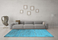 Machine Washable Oriental Light Blue Industrial Rug, wshurb1777lblu