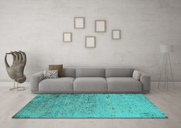Machine Washable Oriental Turquoise Industrial Area Rugs in a Living Room,, wshurb1777turq