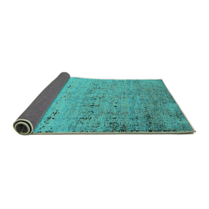 Sideview of Oriental Turquoise Industrial Rug, urb1777turq