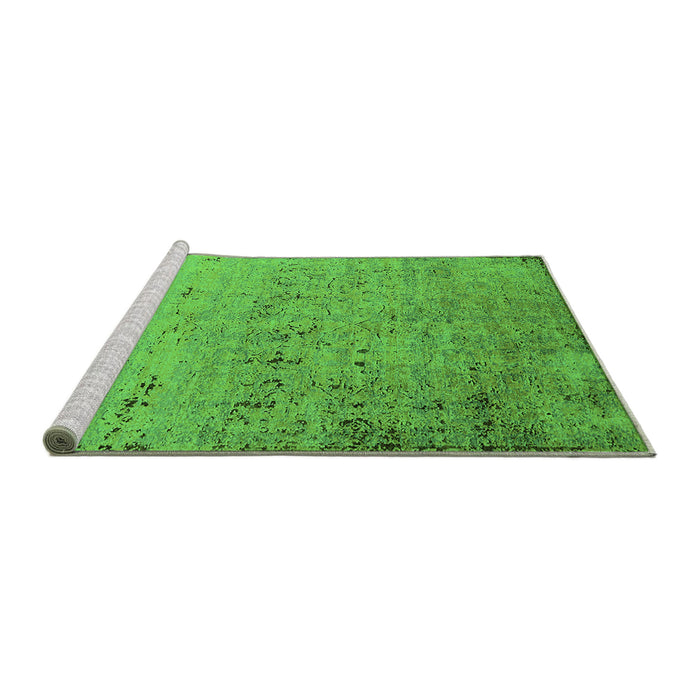 Sideview of Machine Washable Oriental Green Industrial Area Rugs, wshurb1777grn