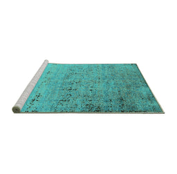 Sideview of Machine Washable Oriental Turquoise Industrial Area Rugs, wshurb1777turq