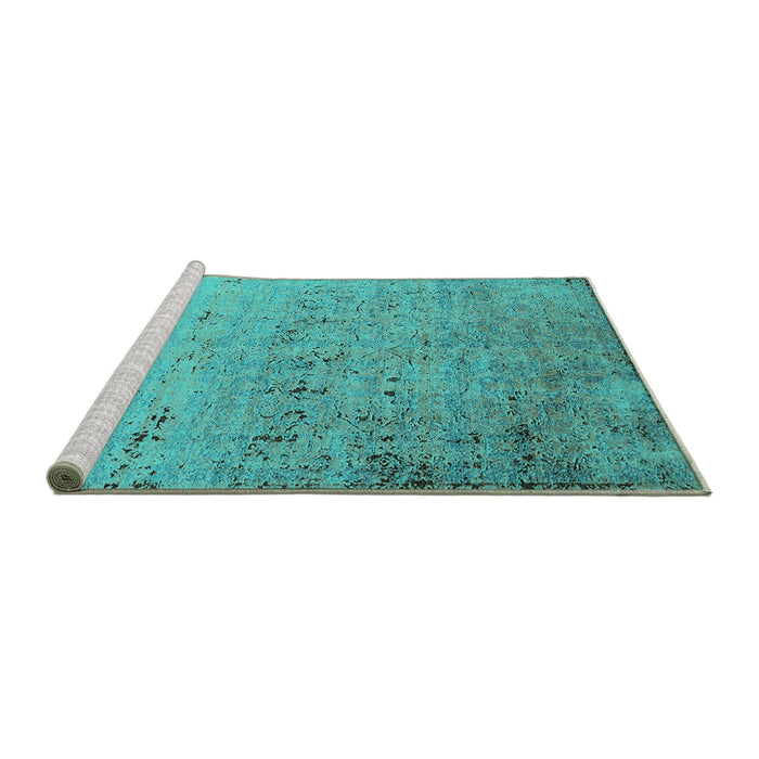 Sideview of Machine Washable Oriental Turquoise Industrial Area Rugs, wshurb1777turq