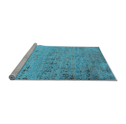 Sideview of Machine Washable Oriental Light Blue Industrial Rug, wshurb1777lblu