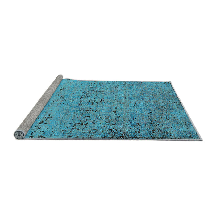 Sideview of Machine Washable Oriental Light Blue Industrial Rug, wshurb1777lblu