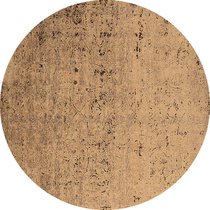 Round Machine Washable Oriental Brown Industrial Rug, wshurb1777brn