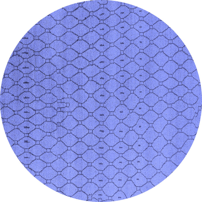 Round Machine Washable Oriental Blue Industrial Rug, wshurb1778blu