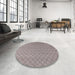 Round Mid-Century Modern Rose Purple Oriental Rug in a Office, urb1778