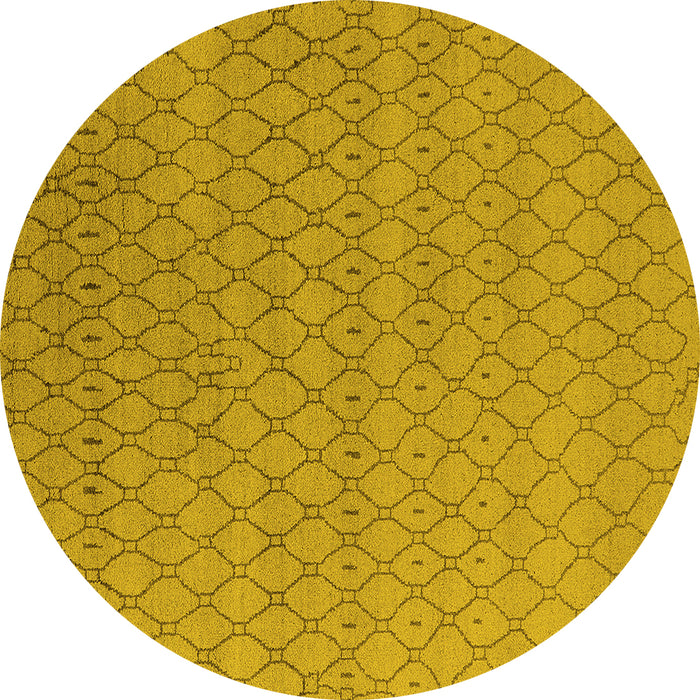 Round Machine Washable Oriental Yellow Industrial Rug, wshurb1778yw